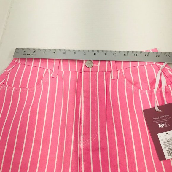 Victor Glemaud Women's Size 4 High Rise Mini Jean Skirt Pink Pinstripe New - Picture 8 of 11